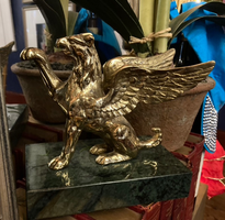 Brass Griffin on a Marble Stand